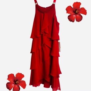 S.L. Fashions NWT tiered sleeveless red midi dress with rhinestone detail . 8